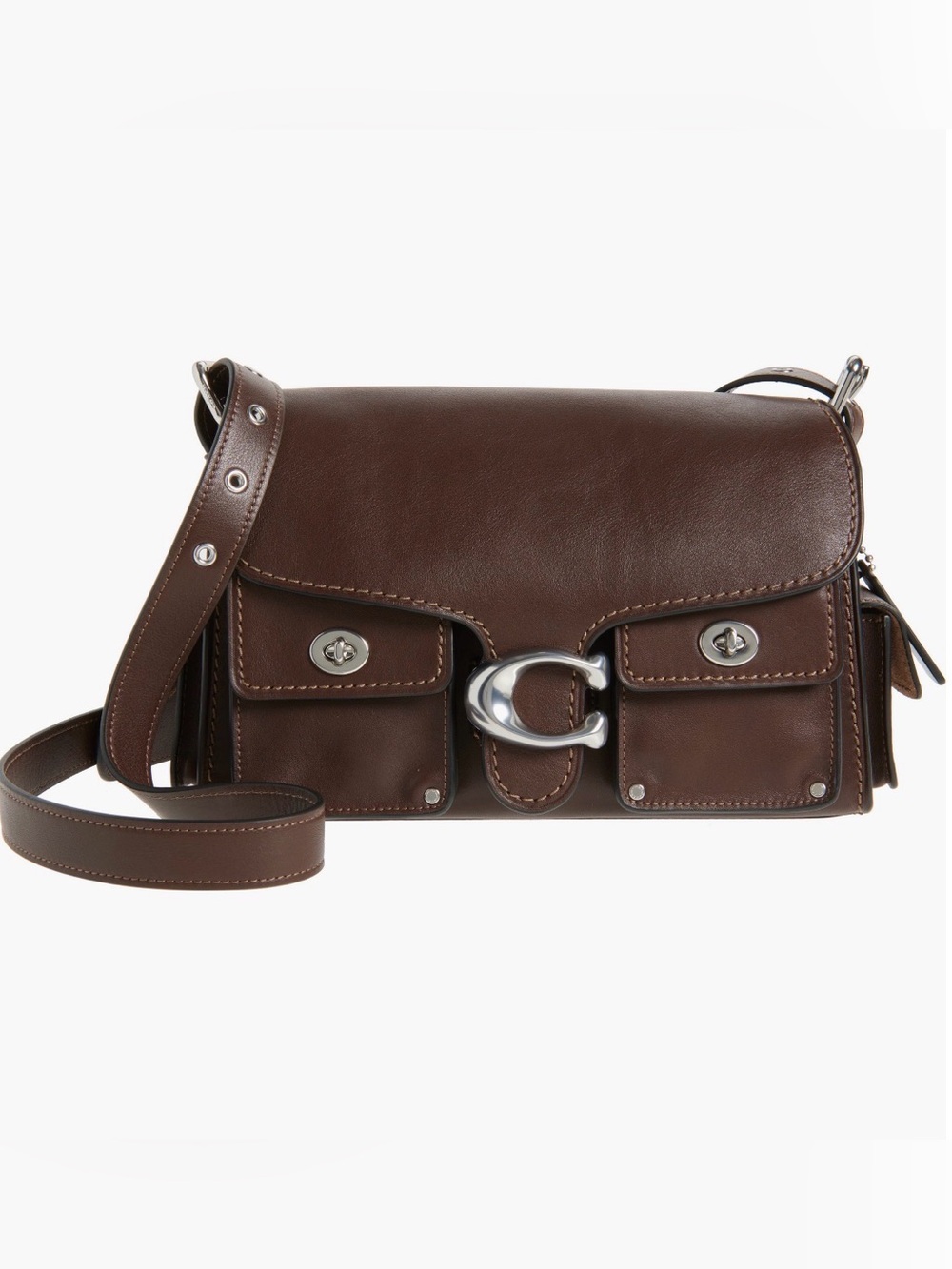 Authentic Coach cargo turn lock soft tabby dark Brown Leather Shoulder Bag